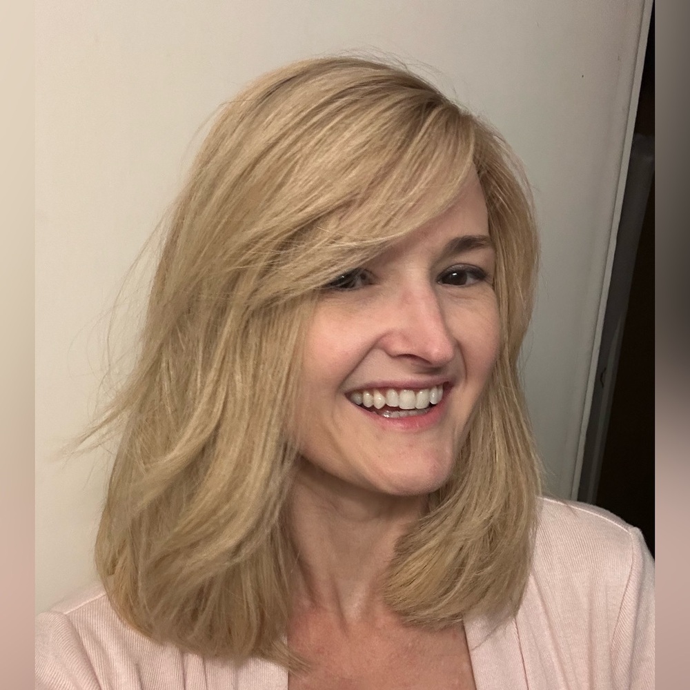 Human hair blond wig medium length double monofilament hand-tied cap